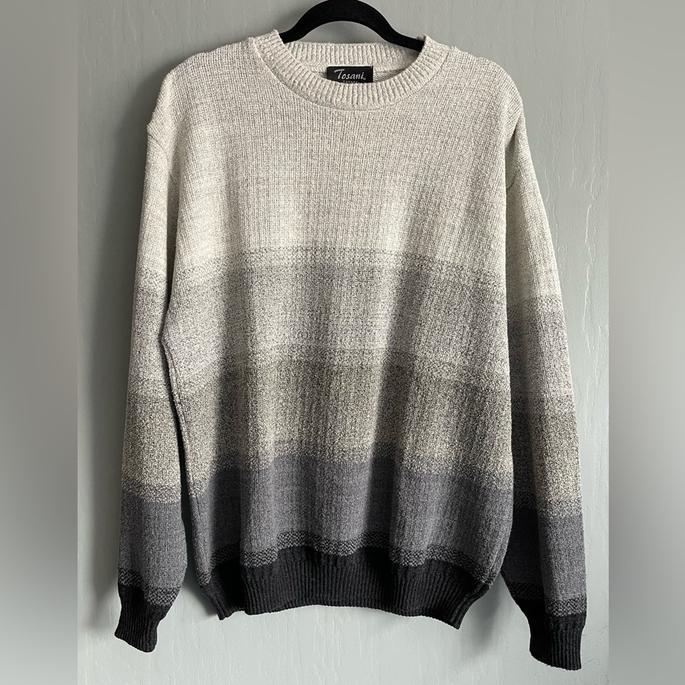 Vintage Tosani Men's Gradient/ Colorblock Knit Sweater Crewneck Pullover Size L
